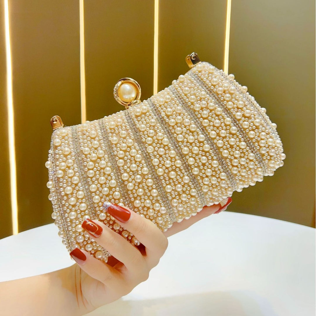 Pearl-Embellished Evening Clutch