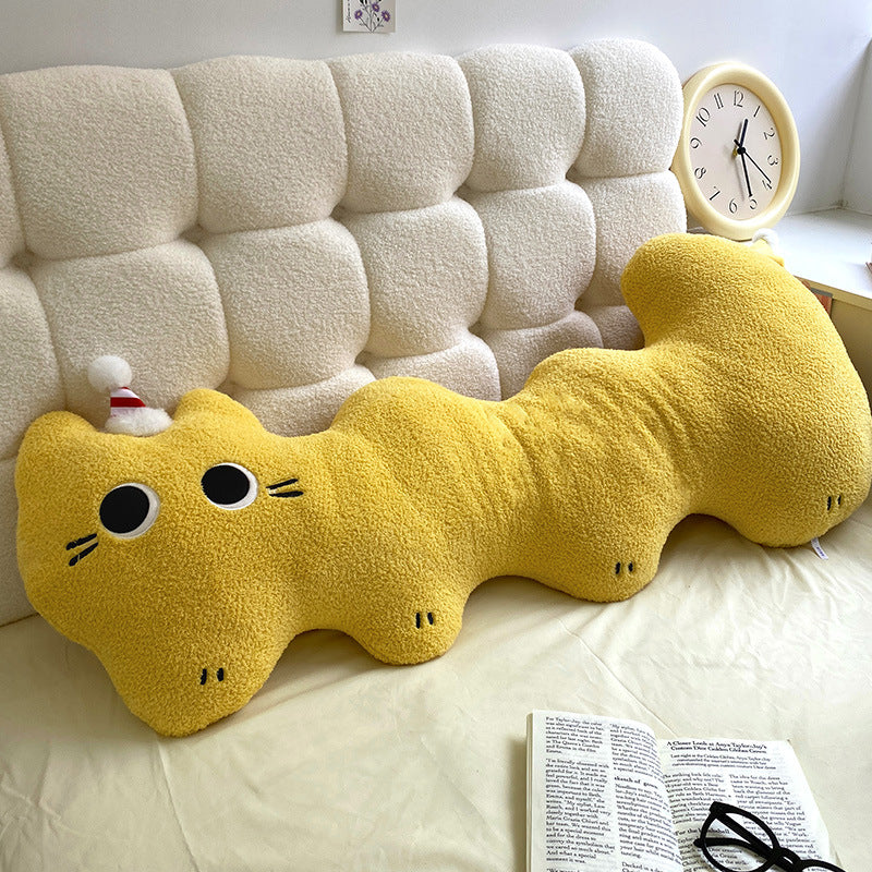 Extra-long plush neck support pillow in wavy cat shape