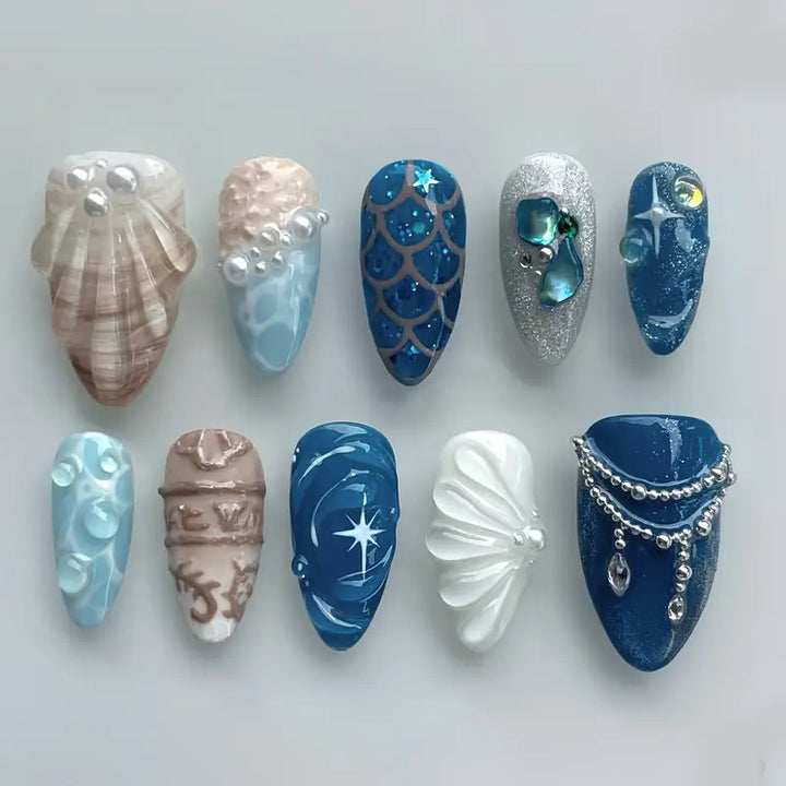 Artistic Ocean-Inspired Nail Art Set Kalsten