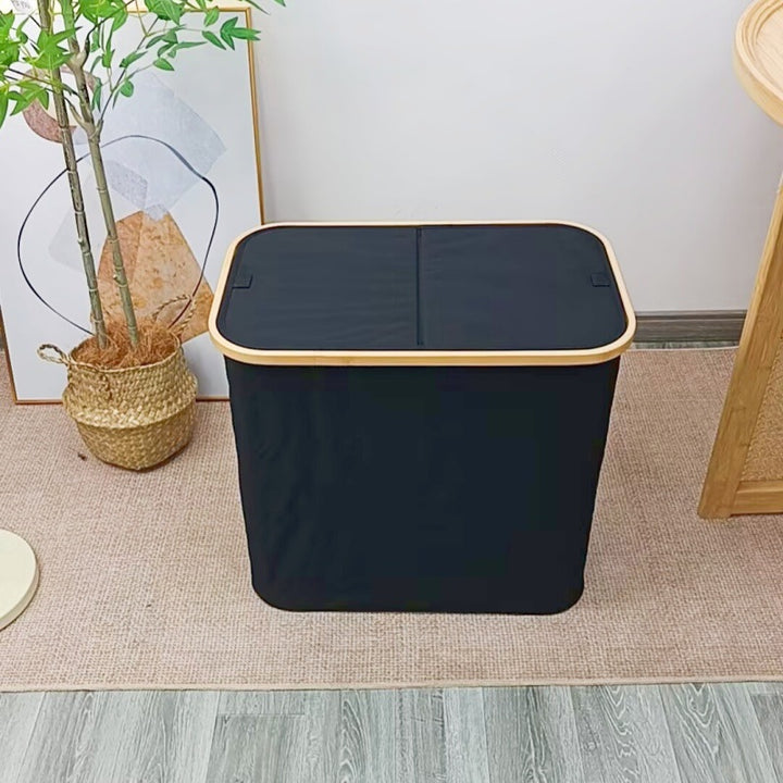 Elegant laundry basket with bamboo lid Kalsten