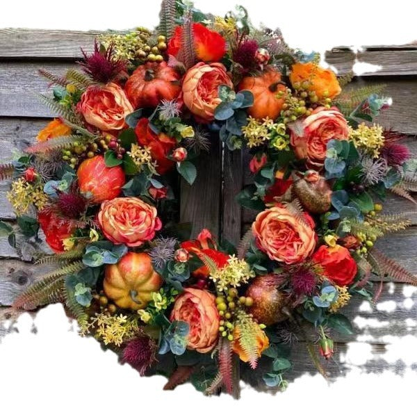 Autumn Floral Pumpkin Wreath