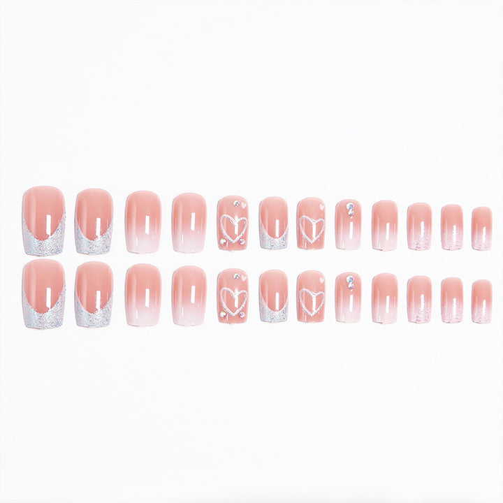 Artificial nail set with sparkling heart and glitter motifs Kalsten