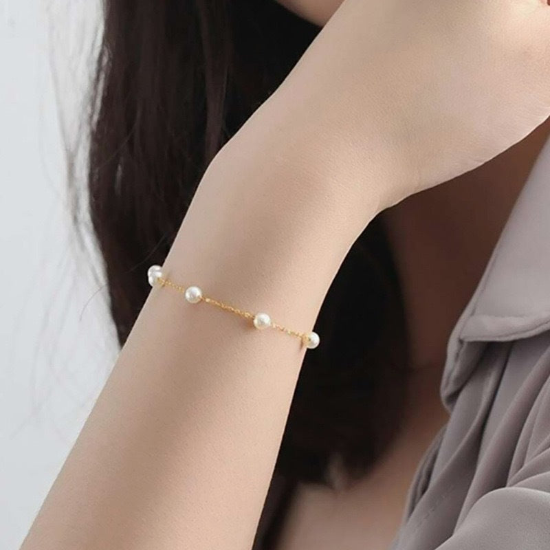 Elegant Pearl Accent Chain Bracelet Kalsten