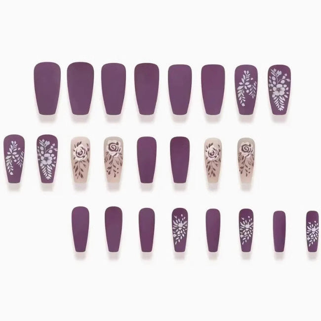 Floral Matte Acrylic Nail Art Kalsten