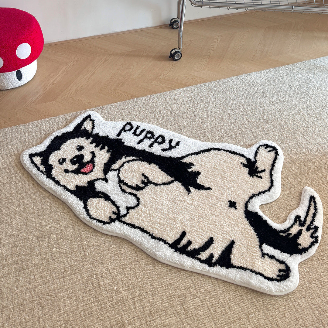Cute Dog-Shaped Plush Bath Mat