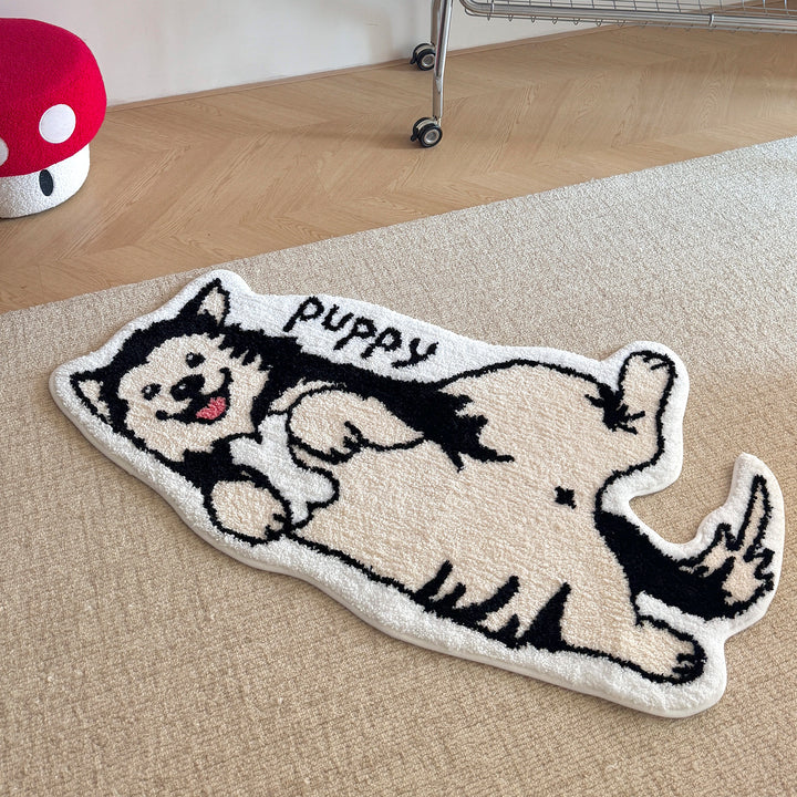 Cute Dog-Shaped Plush Bath Mat