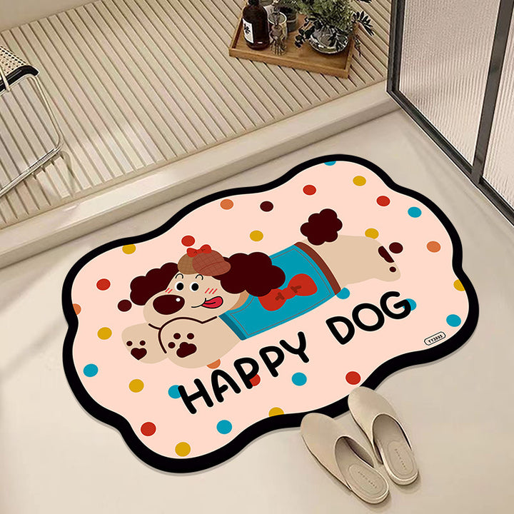 Cute Dog-Themed Plush Bath Mat