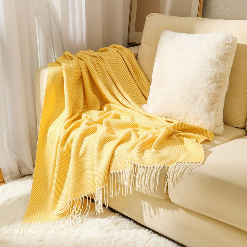 Luxury Herringbone Pattern Throw Blanket Kalsten