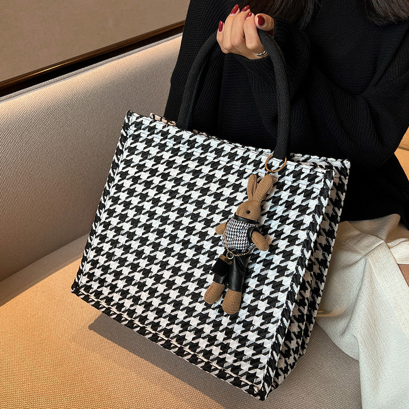 Houndstooth Pattern Handheld Tote Bag