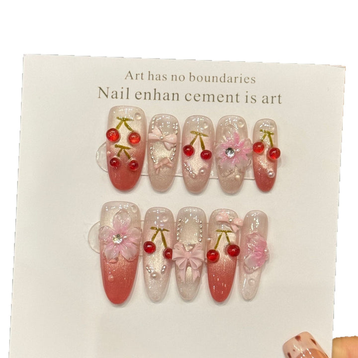 Artistic Cherry Blossom Press-On Nails
