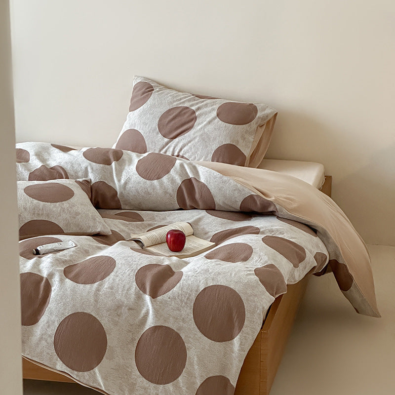 Bedding set made of cotton-linen with oversized polka dot pattern