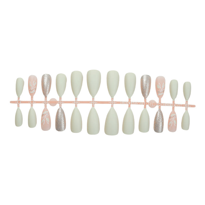 Elegant Press-On Nail Art Set with Floral Accents Kalsten