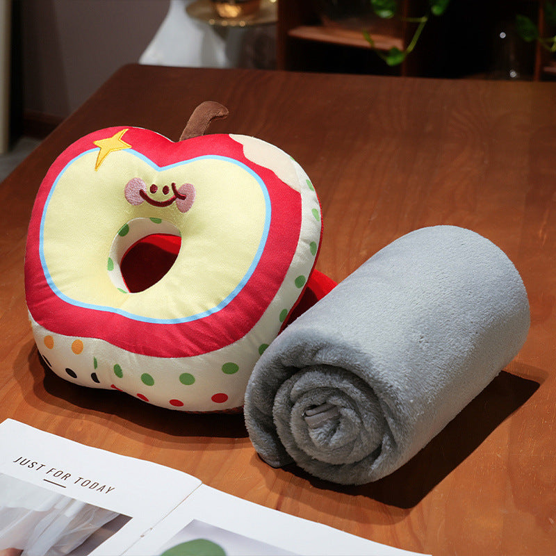 ergonomic neck pillow and microfiber travel blanket set
