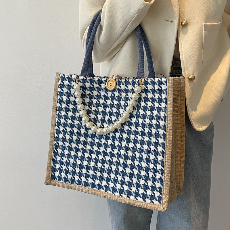 Houndstooth Patterned Tote Bag