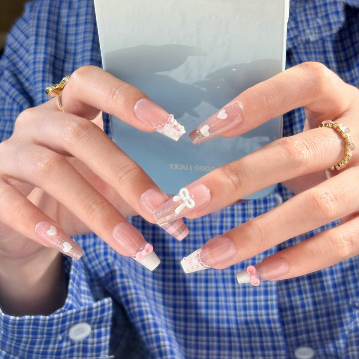 Decorative Gemstone and Floral Press-On Nails Kalsten