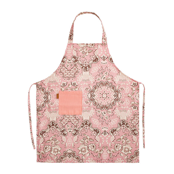 Printed cotton kitchen apron with pocket and adjustable neck strap Kalsten