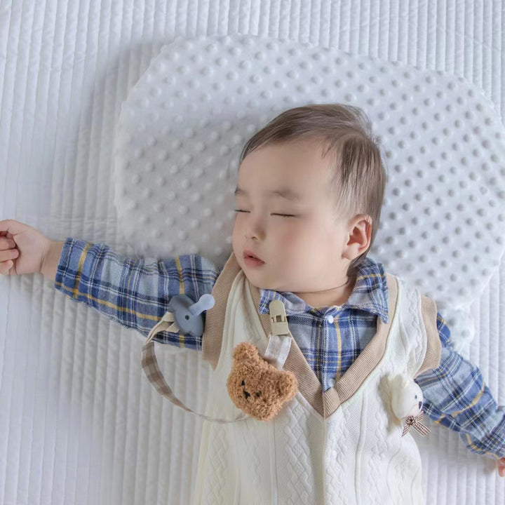 Floral Fabric Pacifier Clip with Gingham Cotton Strap