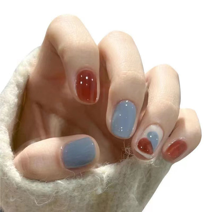 Artistic Press-On Nail Set with Unique Geometric Patterns