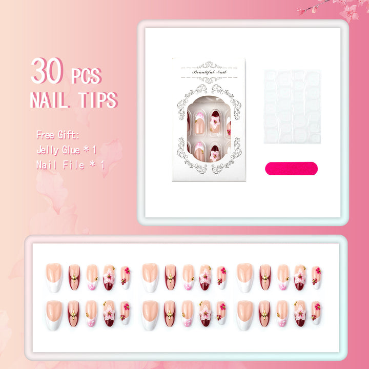 Floral Accent Press-On Nail Art Set