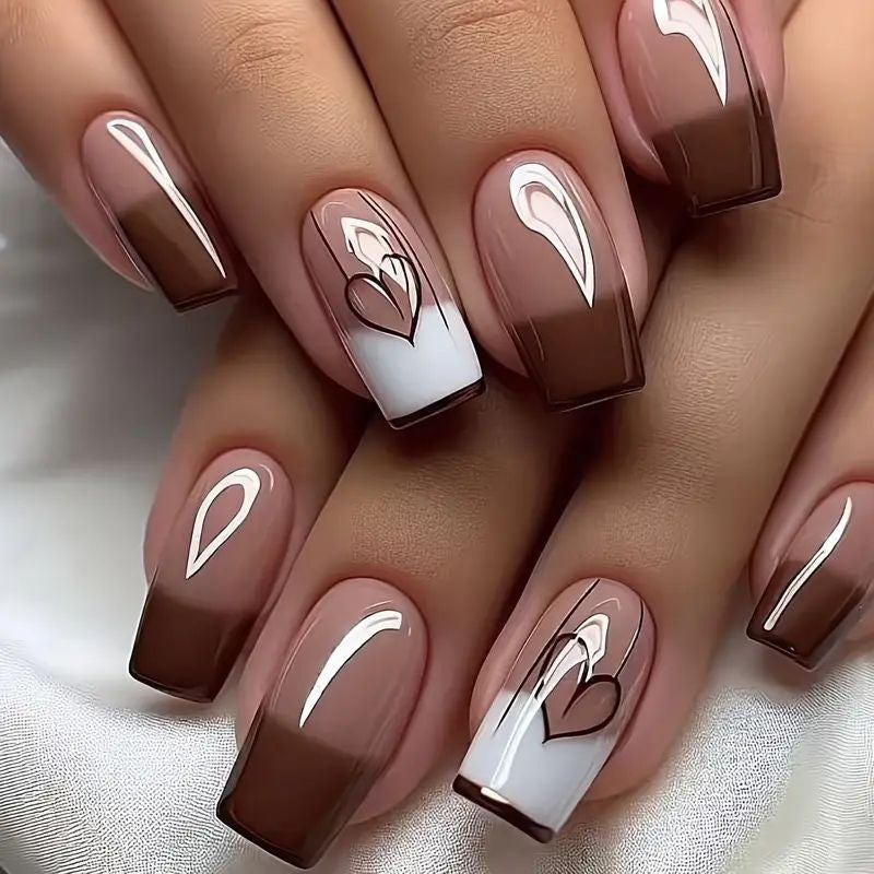 Artistic Heart-Embellished Nail Design Kalsten