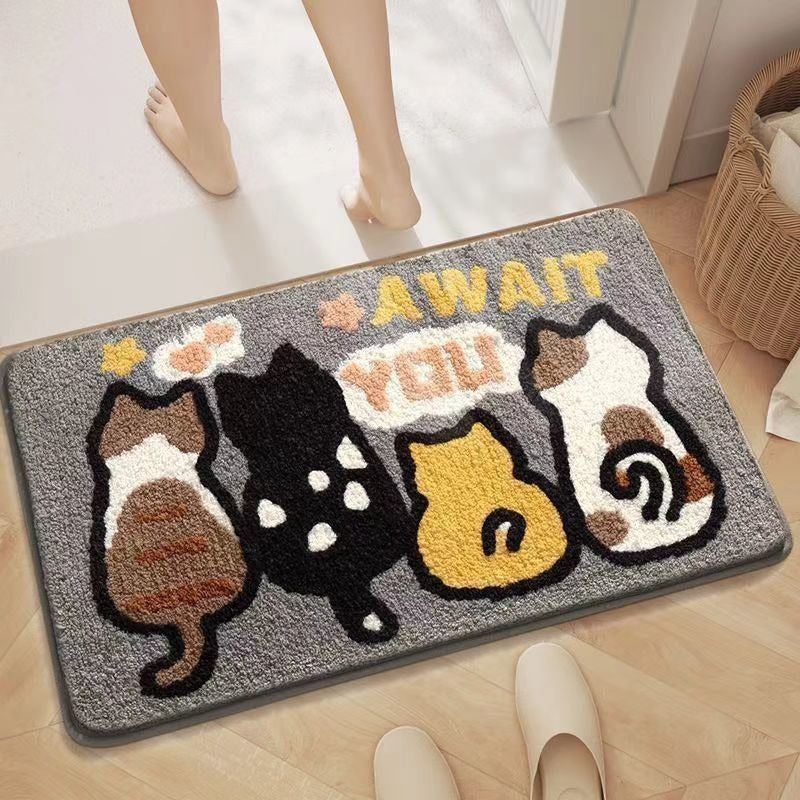 Cute Cat-Themed Bathroom Mat