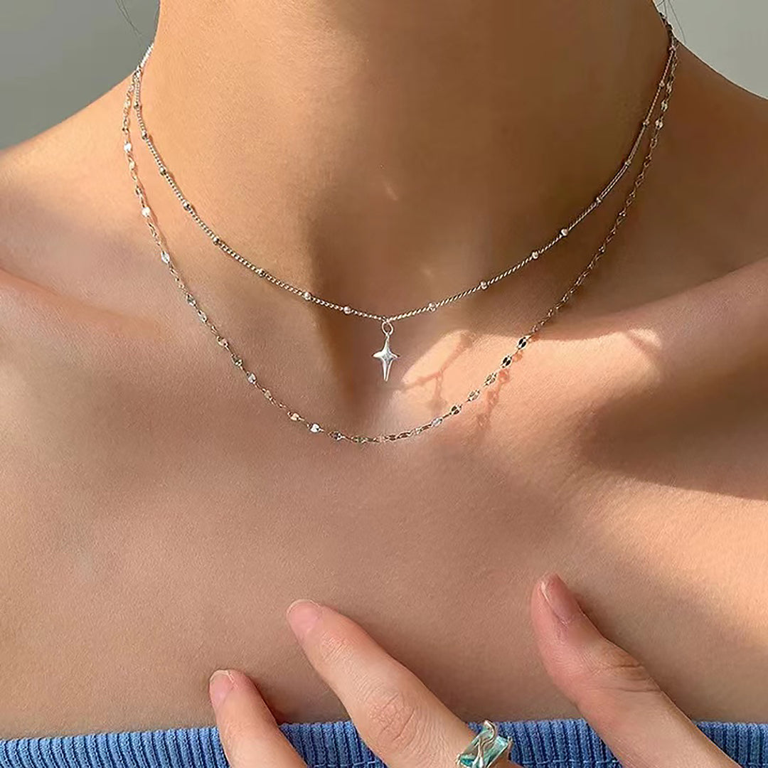 Layered Star and Dot Chain Necklace Kalsten