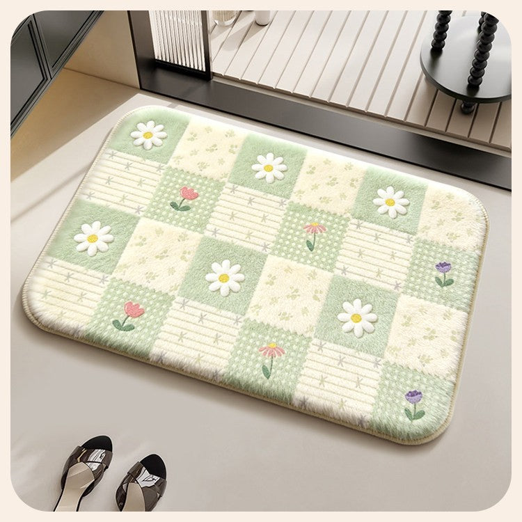 Floral Patterned Soft Bath Mat
