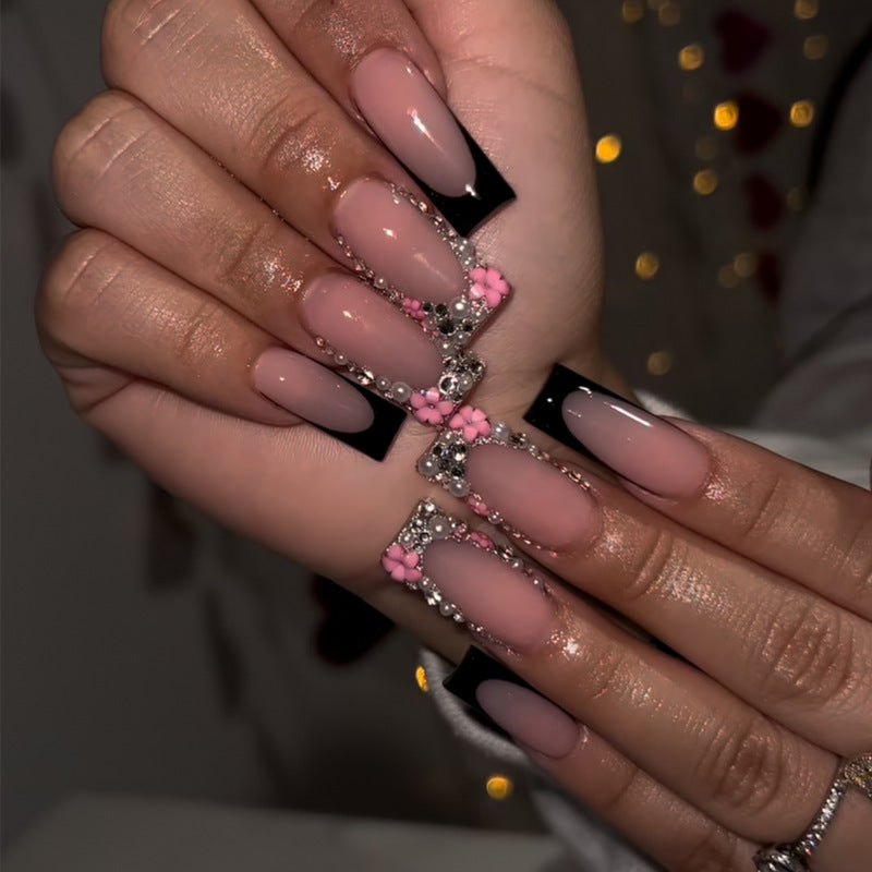 Elegant Stiletto Press-On Nail Art with Rhinestone Accents Kalsten