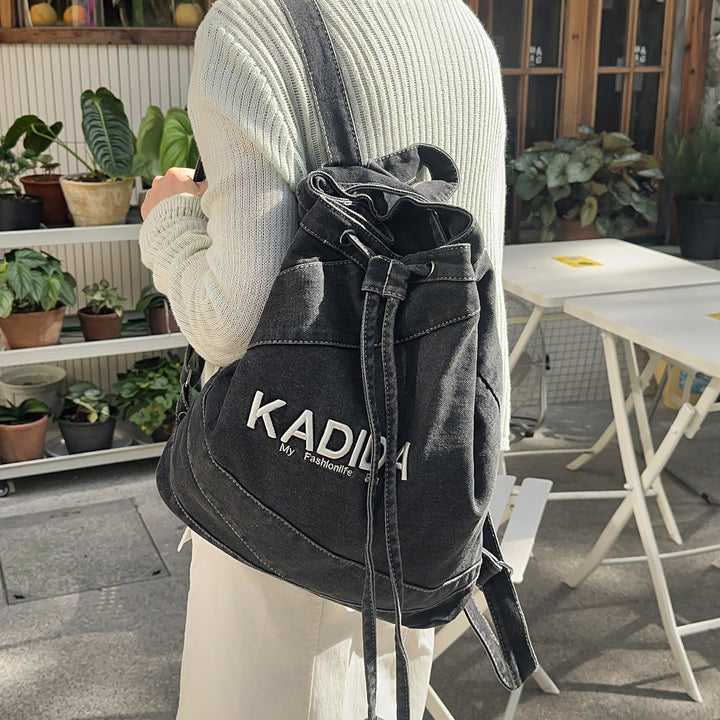 Casual Drawstring Denim Backpack Kalsten