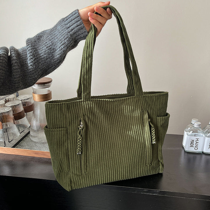 Corduroy Multi-Pocket Tote Bag Kalsten