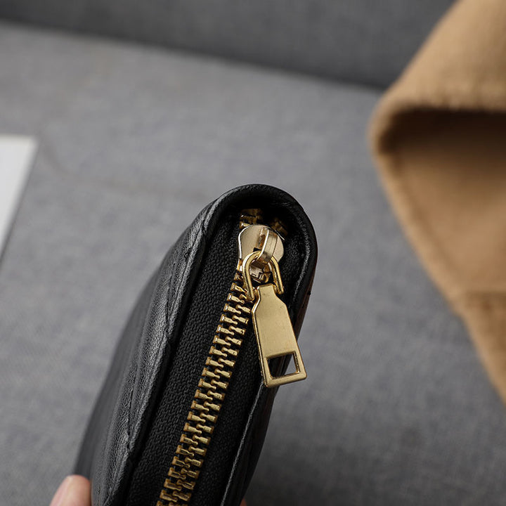 Compact Zippered Wallet with Card Organizer
