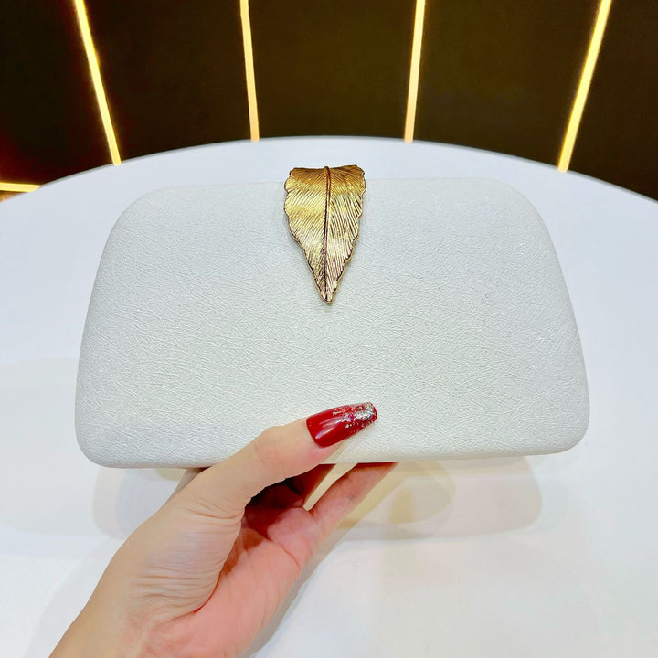 Elegant Leaf-Accented Evening Clutch