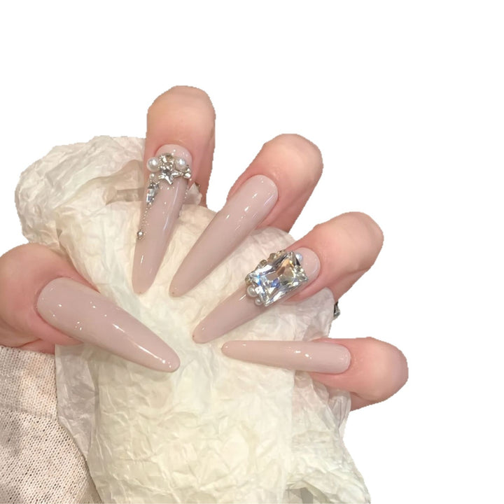 Rhinestone-Embellished Stiletto Nail Art Set Kalsten