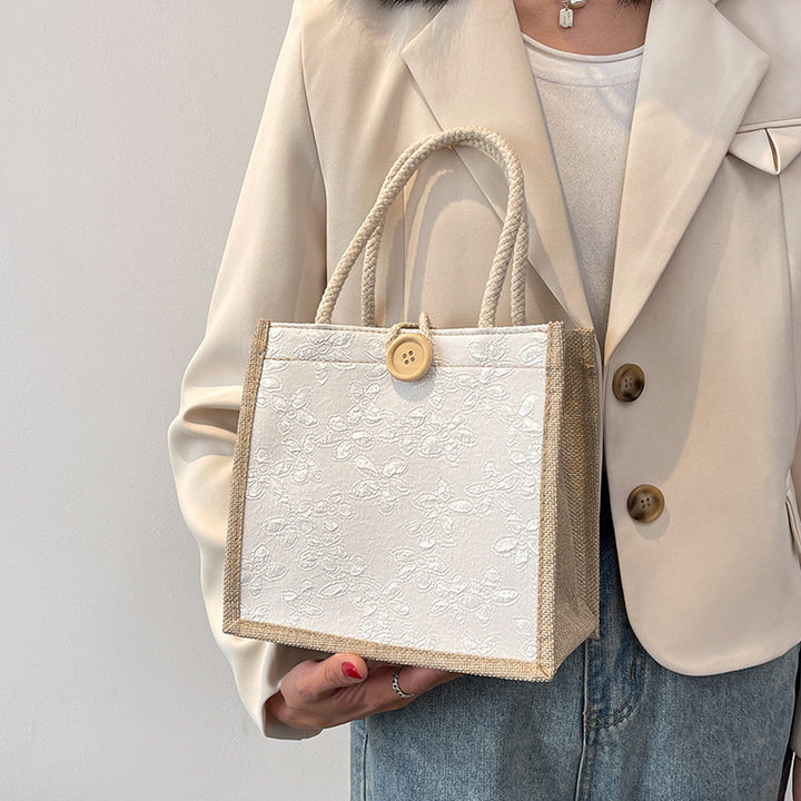 Elegant Floral Embroidered Tote