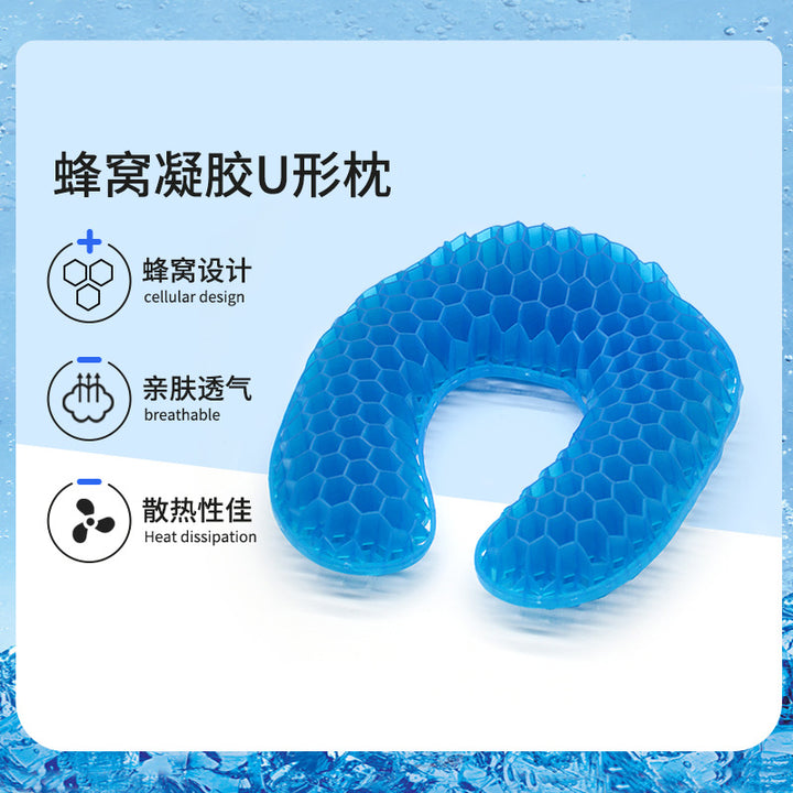 Unisex ergonomic U-shaped gel neck pillow with honeycomb structure Kalsten