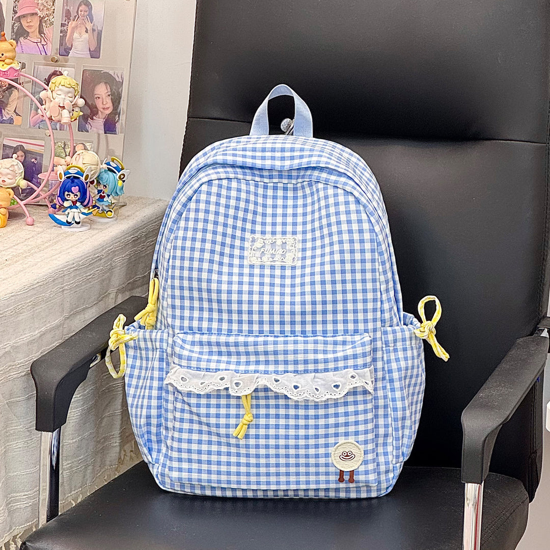 Cute Gingham Print School Backpack Kalsten