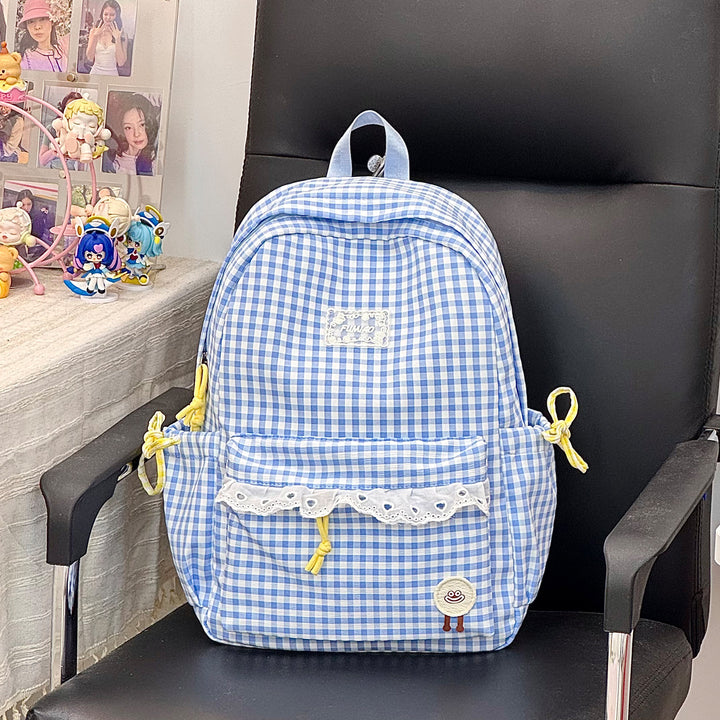 Cute Gingham Print School Backpack Kalsten