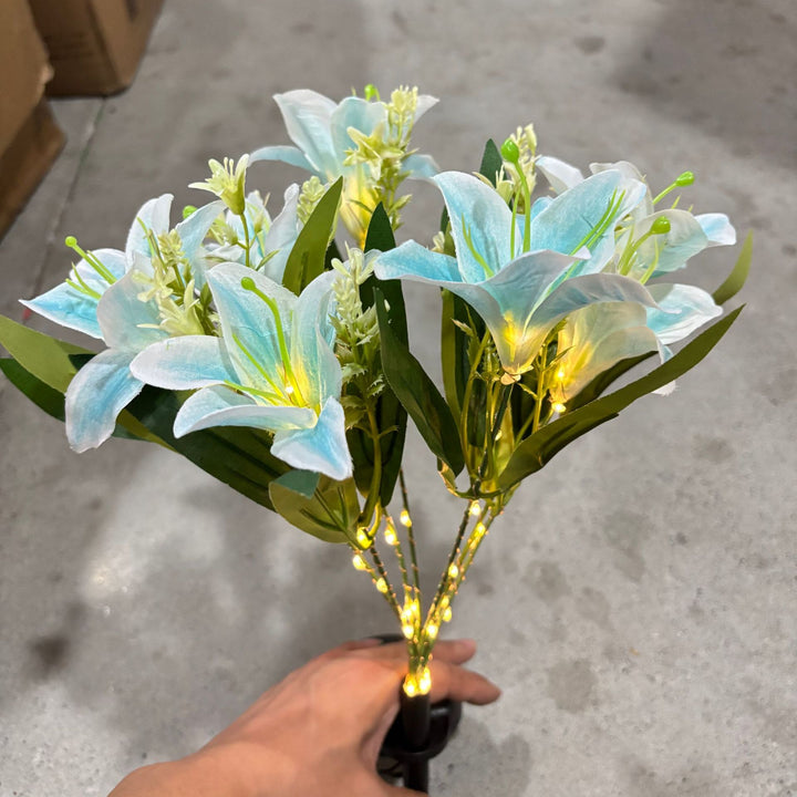 Solar Powered Artificial Lily Garden Stake Lights With Warm LED Fairy String Kalsten