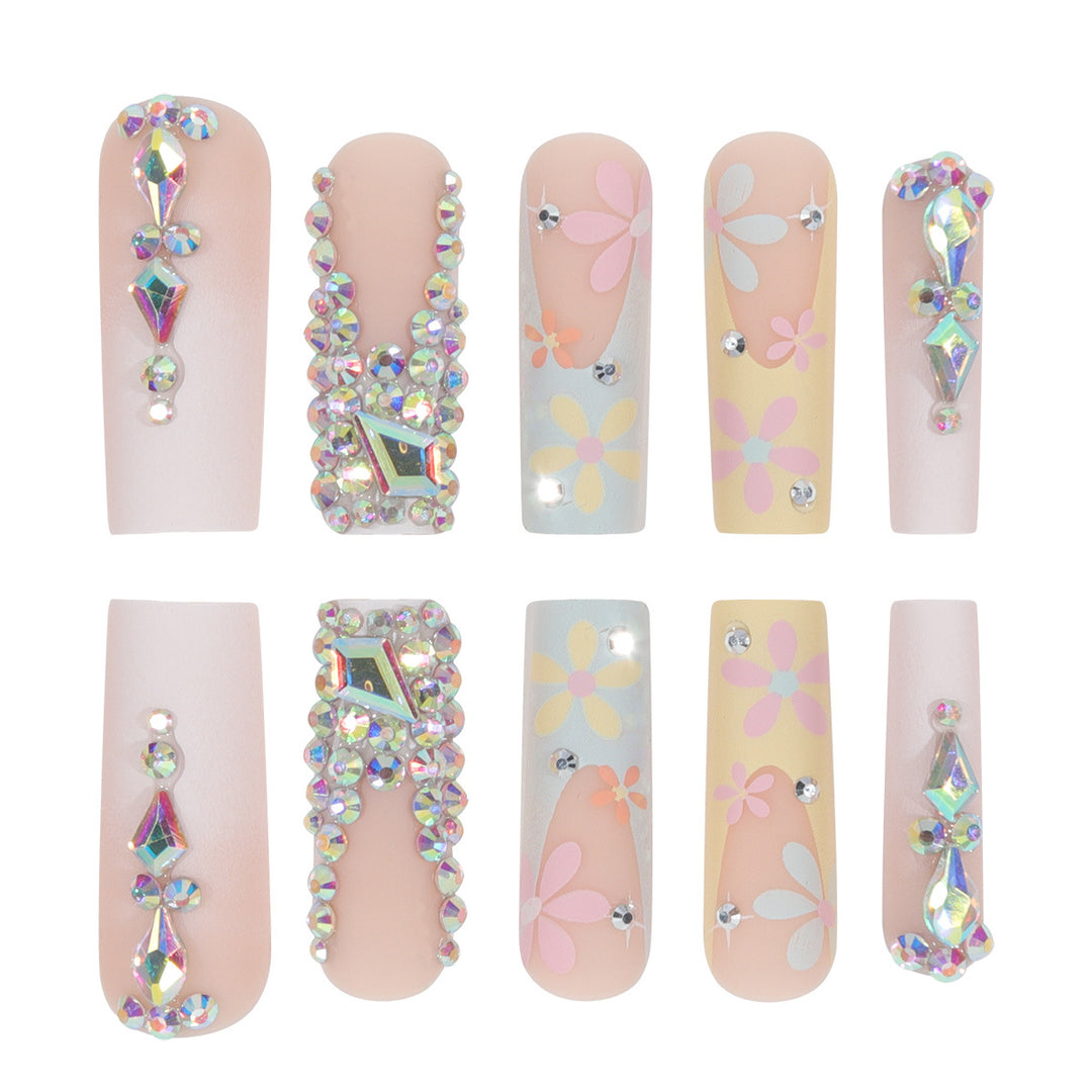 Decorative Rhinestone-Accented Stiletto Press-On Nails Kalsten