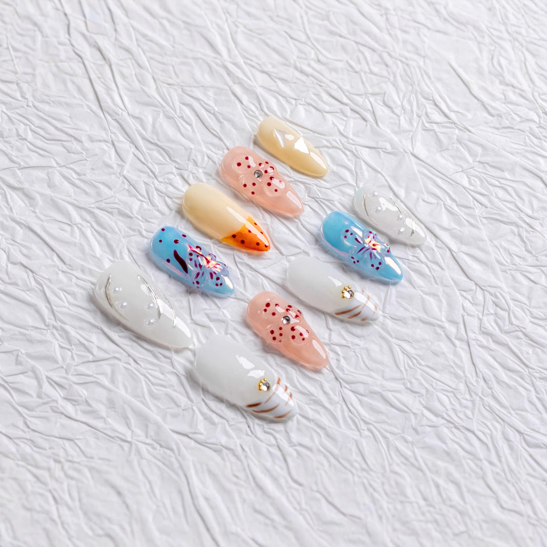 Artistic Floral Design Press-On Nail Set