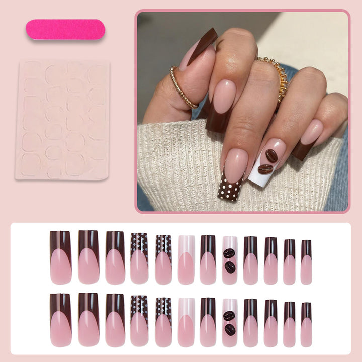 Artificial nail set with elegant chocolate and coffee creations Kalsten