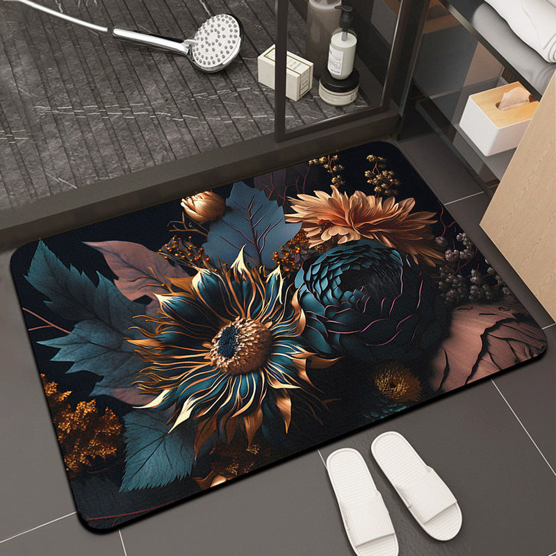 Floral Print Memory Foam Bath Mat Kalsten