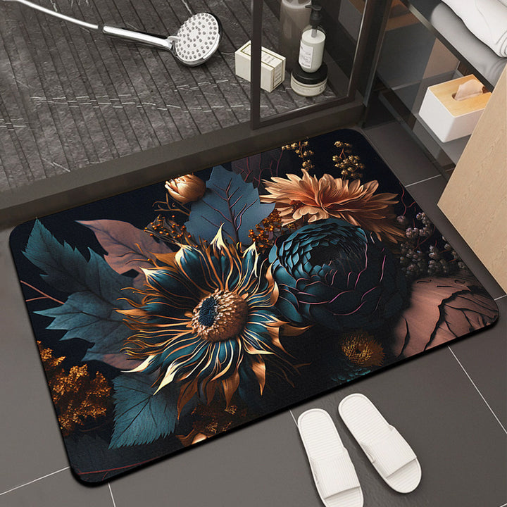 Floral Print Memory Foam Bath Mat Kalsten