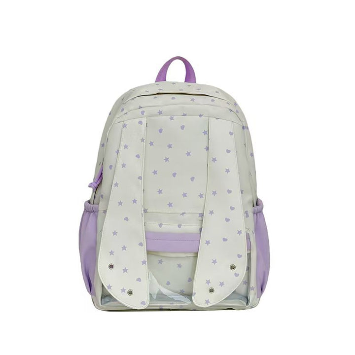 Backpack with Loving Bunny Design and Transparent Compartments Kalsten