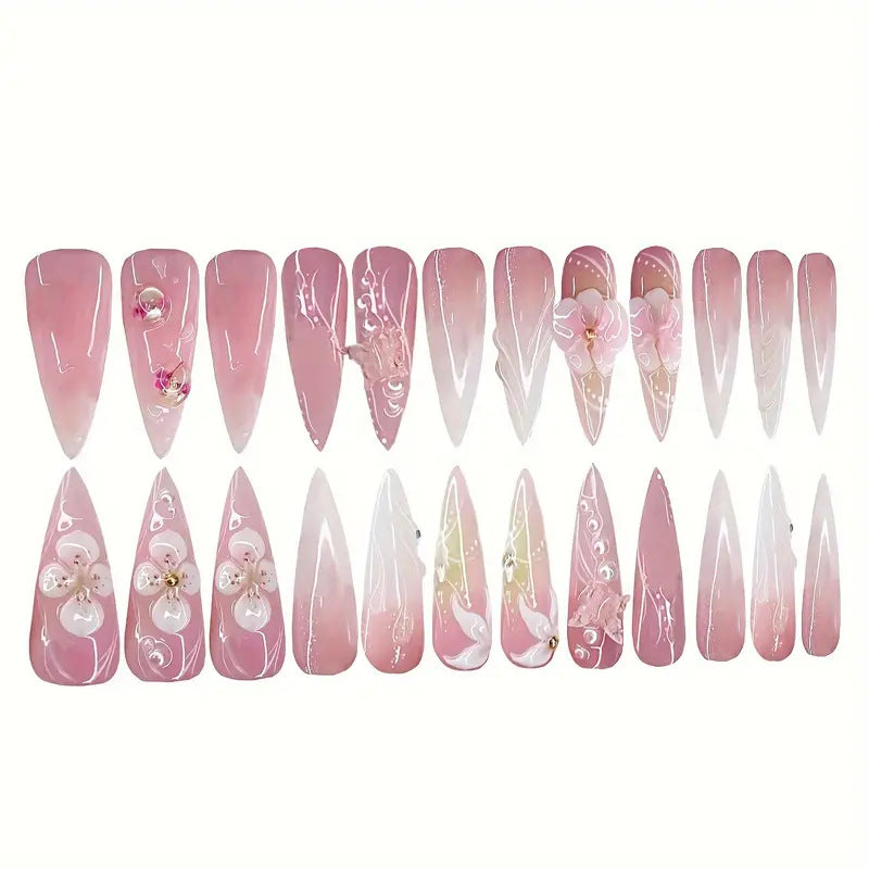 Sculpted Floral Press-On Nail Art Kalsten