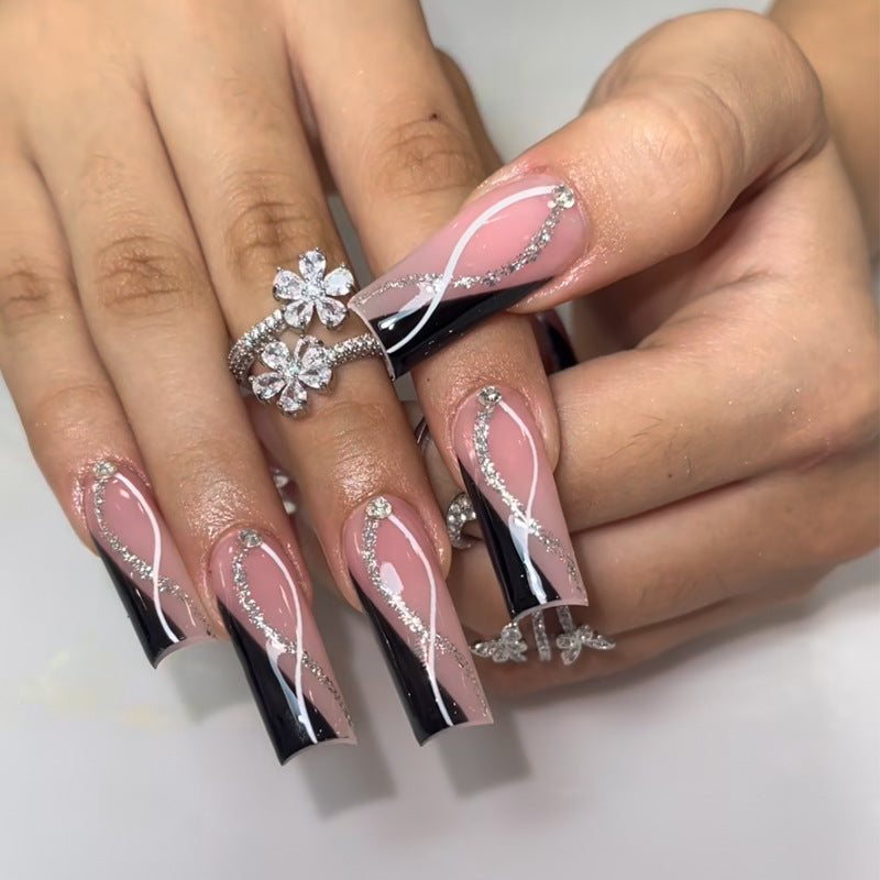 Glamorous Glittery Stiletto Press-On Nails Kalsten