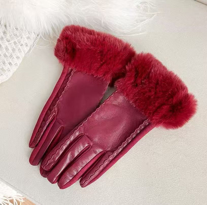 Luxurious Faux Fur Cuff Leather Gloves Kalsten