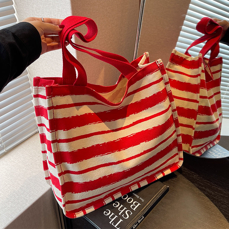 Striped Canvas Tote Bag