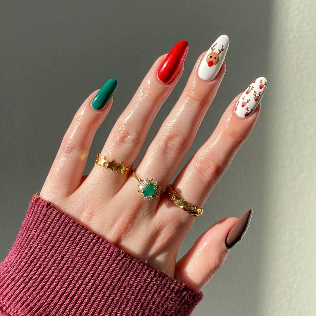 Acrylic nail set with festive Christmas motifs Kalsten 1789119049