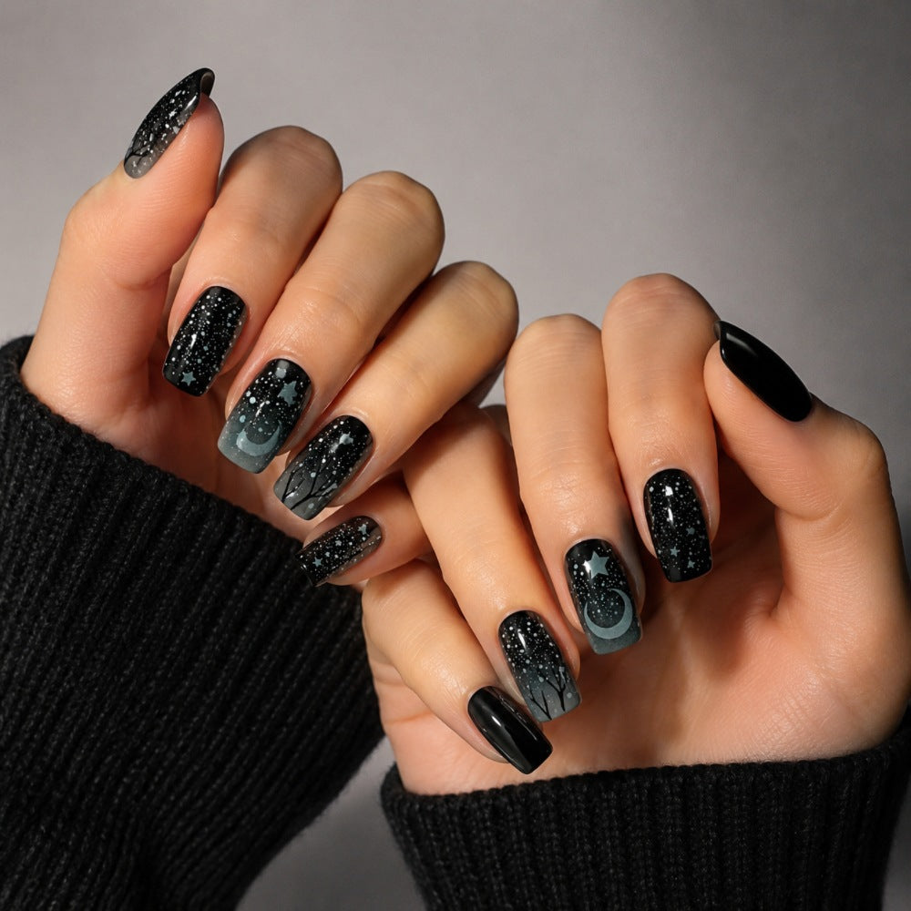 Artificial nails with modern night motif Kalsten